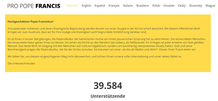 'Pro Pope Francis': Über 40.000 Unterzeichner aus 50 Nationen